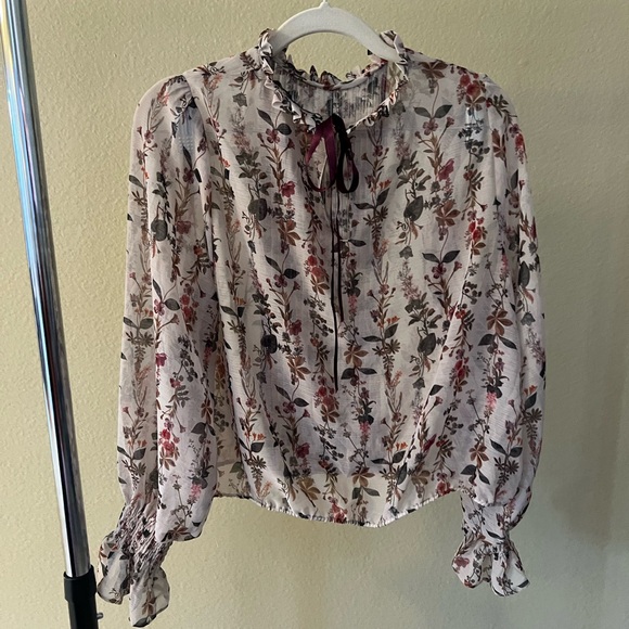 Zara floral blouse with balloon sleeves size L - Picture 2 of 3